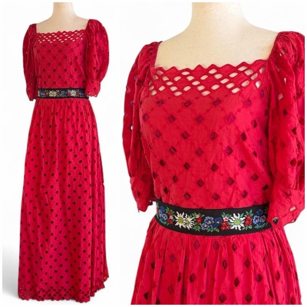 Vintage 70s Eyelet Maxi Dress